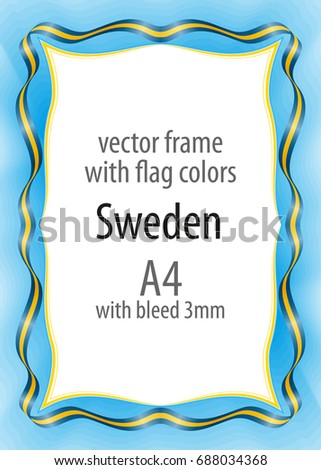 frame border ribbon colors sweden flag stock vector royalty free