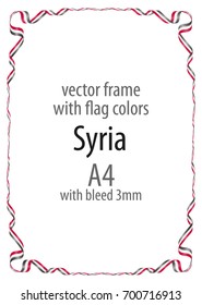Frame and border of ribbon with the colors of the Syria flag