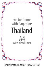 Frame and border of ribbon with the colors of the Thailand flag