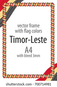 Frame and border of ribbon with the colors of the Timor-Leste flag