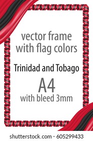 Frame and border of ribbon with the colors of the Trinidad and Tobago flag