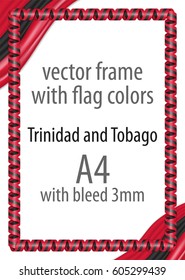 Frame and border of ribbon with the colors of the Trinidad and Tobago flag