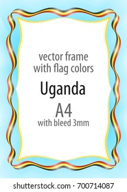 Frame and border of ribbon with the colors of the Uganda flag