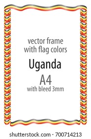 Frame and border of ribbon with the colors of the Uganda flag