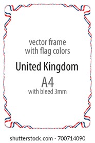 Frame and border of ribbon with the colors of the United Kingdom flag