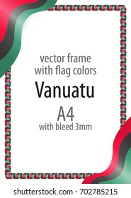 Frame and border of ribbon with the colors of the Vanuatu flag