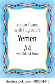 Frame and border of ribbon with the colors of the Yemen flag