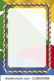 Frame and border of ribbon with Comoros flag, template elements for your certificate and diploma. Vector.