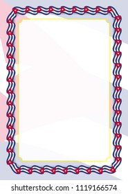 Frame and border of ribbon with Cuba flag, template elements for your certificate and diploma. Vector.