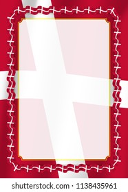 Frame and border of ribbon with Denmark flag, template elements for your certificate and diploma. Vector.