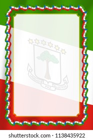 Frame and border of ribbon with Equatorial Guinea flag, template elements for your certificate and diploma. Vector.