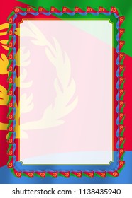 Frame and border of ribbon with Eritrea flag, template elements for your certificate and diploma. Vector.