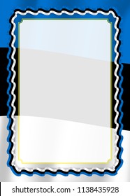 Frame and border of ribbon with Estonia flag, template elements for your certificate and diploma. Vector.