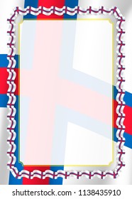 Frame and border of ribbon with Faroe Islands flag, template elements for your certificate and diploma. Vector.
