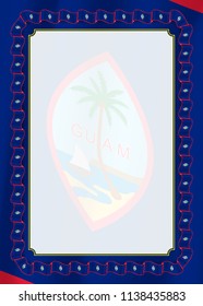 Frame and border of ribbon with Guam flag, template elements for your certificate and diploma. Vector.