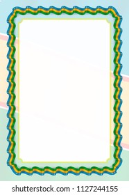 Frame and border of ribbon with Karakalpakstan flag, template elements for your certificate and diploma. Vector