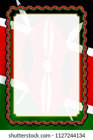 Frame and border of ribbon with Kenya flag, template elements for your certificate and diploma. Vector