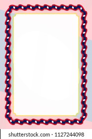 Frame and border of ribbon with Laos flag, template elements for your certificate and diploma. Vector