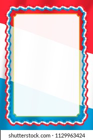 Frame and border of ribbon with Luxembourg flag, template elements for your certificate and diploma. Vector.
