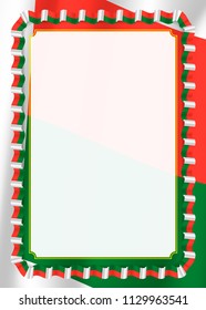 Frame and border of ribbon with Madagascar flag, template elements for your certificate and diploma. Vector.