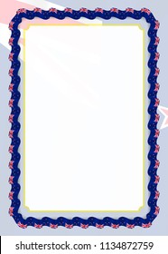 Frame and border of ribbon with New Zealand flag, template elements for your certificate and diploma. Vector.