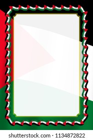 Frame and border of ribbon with Palestine flag, template elements for your certificate and diploma. Vector.