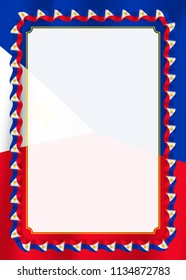 Frame and border of ribbon with Philippines flag, template elements for your certificate and diploma. Vector.