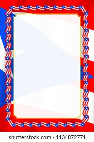 Frame and border of ribbon with Puerto Rico flag, template elements for your certificate and diploma. Vector.