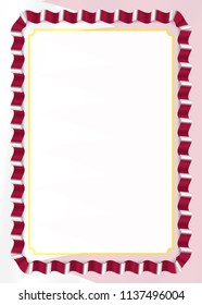 Frame and border of ribbon with Qatar flag, template elements for your certificate and diploma. Vector.