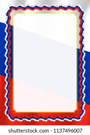 Frame and border of ribbon with Russia flag, template elements for your certificate and diploma. Vector.