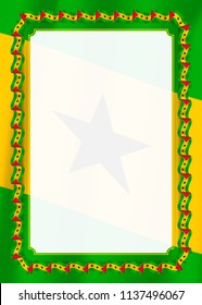 Frame and border of ribbon with Sao Tome and Principe flag, template elements for your certificate and diploma. Vector.