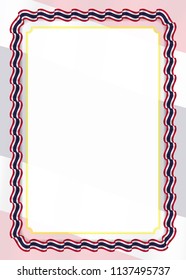 Frame and border of ribbon with Thailand flag, template elements for your certificate and diploma. Vector.