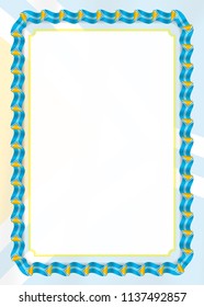 Frame and border of ribbon with Tuva flag, template elements for your certificate and diploma. Vector.