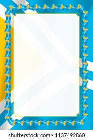 Frame and border of ribbon with Tuva flag, template elements for your certificate and diploma. Vector.