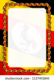 Frame and border of ribbon with Uganda flag, template elements for your certificate and diploma. Vector.