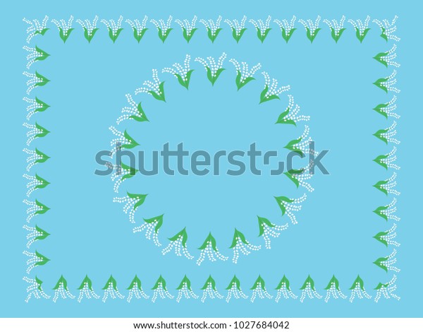Frame border round and rectangular\
- field flowers lily of the valley - vector. Set for\
design