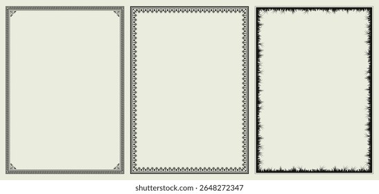 Frame border set page background aesthetic ornamental decorative retro style creative beautiful floral frames collection