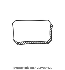 Frame border sign board plate in doodle style isolated outline icon. Vector memo note or abstract frame, empty banner with spare place, roandsign vintage way pointer, bookplate design element