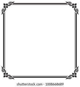 Frame and border, Square, Black and white, Vector illustration