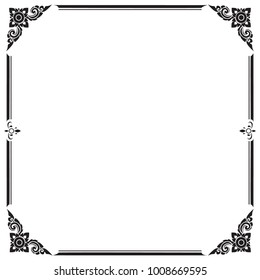 Frame and border, Square, Black and white, Vector illustration