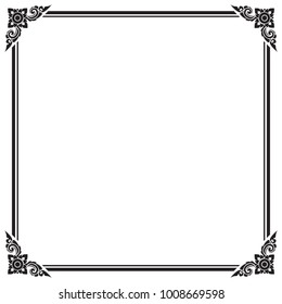Frame and border, Square, Black and white, Vector illustration