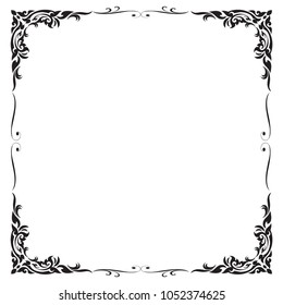 Frame and border , Square, Black and white, Vector illustration