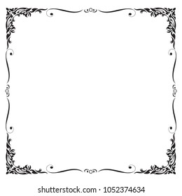 Frame and border , Square, Black and white, Vector illustration