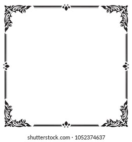 Frame and border , Square, Black and white, Vector illustration