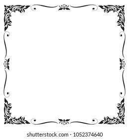 Frame and border , Square, Black and white, Vector illustration