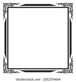 Frame and border , Square, Black and white, Vector illustration