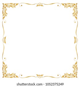 Frame and border, Square frames, Golden frame on white background, Vector illustration