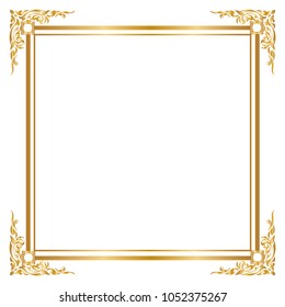 Frame and border, Square frames, Golden frame on white background, Vector illustration