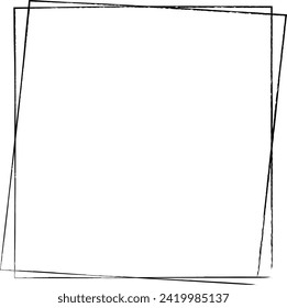 Frame border, square grunge shape icon, vertical rectangle decorative doodle element for design in vector illustration
