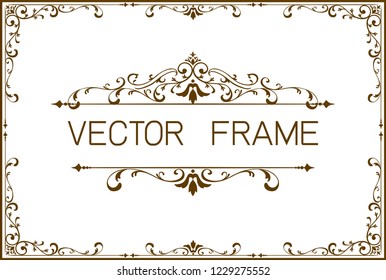 Frame border template, Calligraphy swirls, swashes, ornate motifs and scrolls. Vector illustration